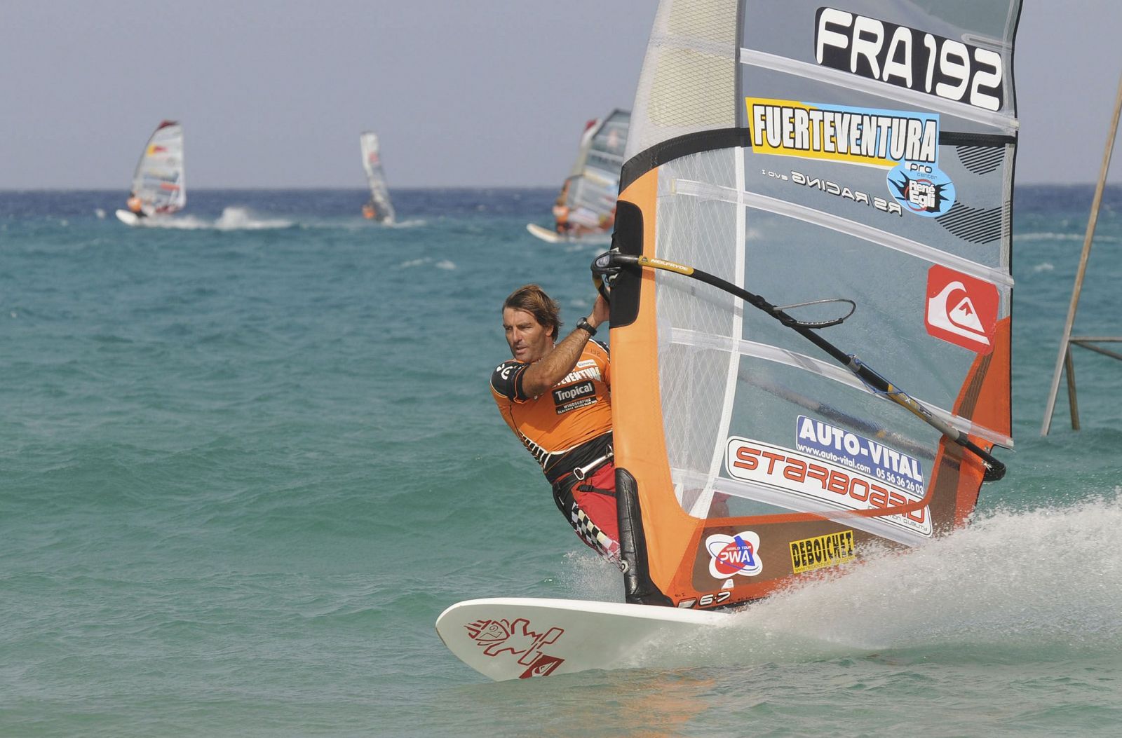 El francés Antoine Albeau durante la disputa de la Copa del Mundo Fuerteventura 2008.