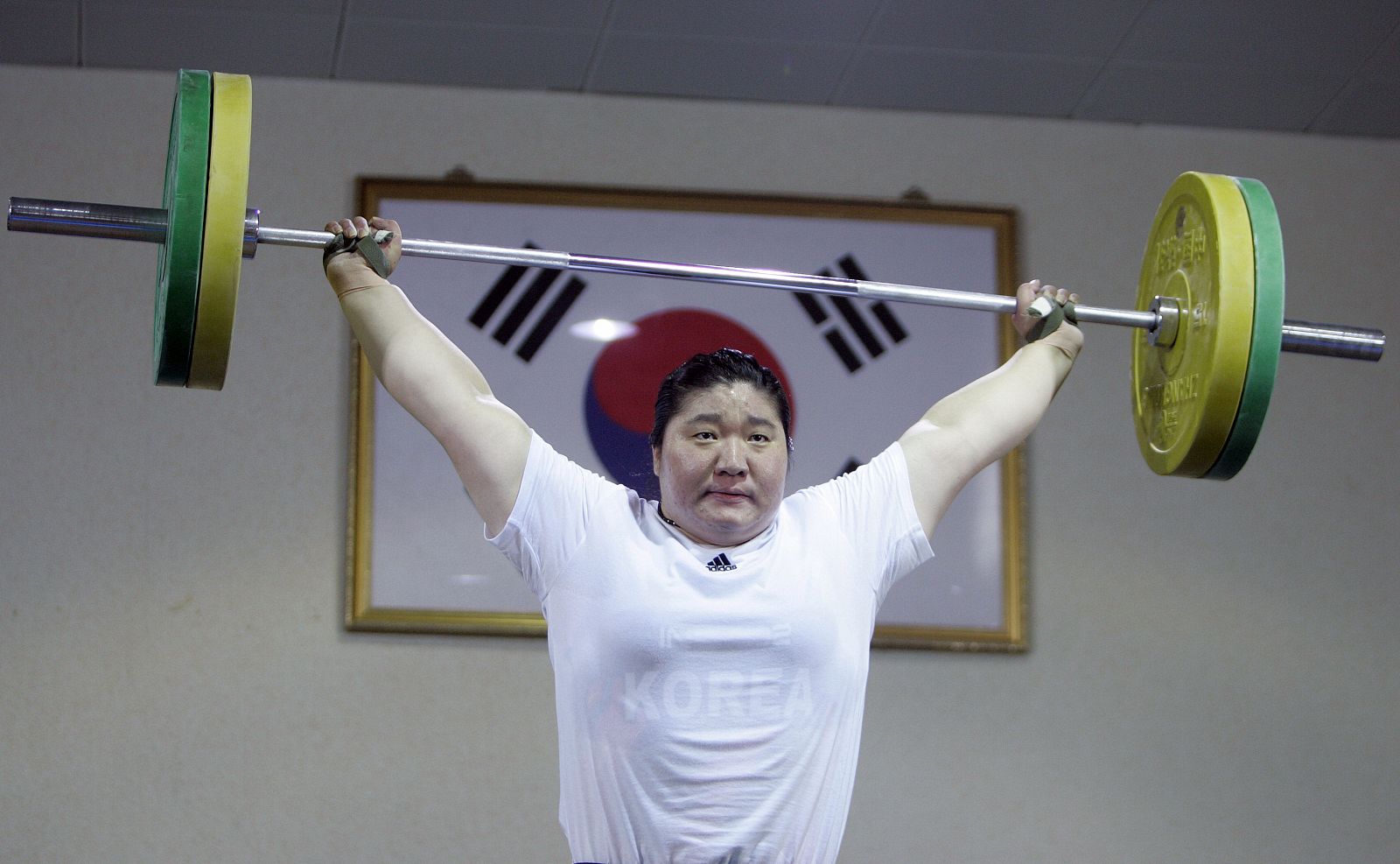 La sur coreana Jang Mi-ran durante una sesión de entrenamiento para los Juegos.