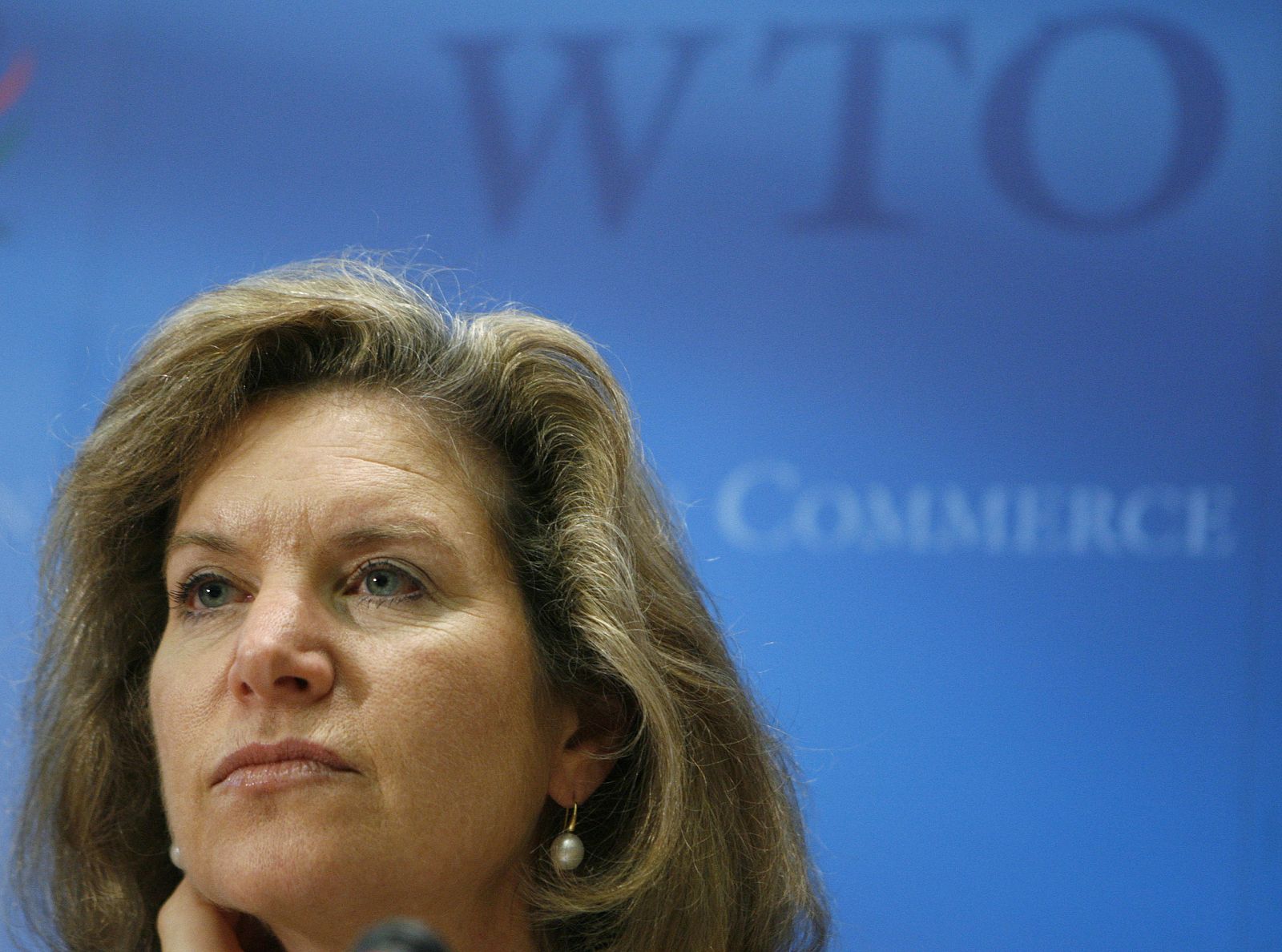 La representante de EE.UU. ante la OMC, Susan Schwab, en una rueda de prensa en Ginebra.