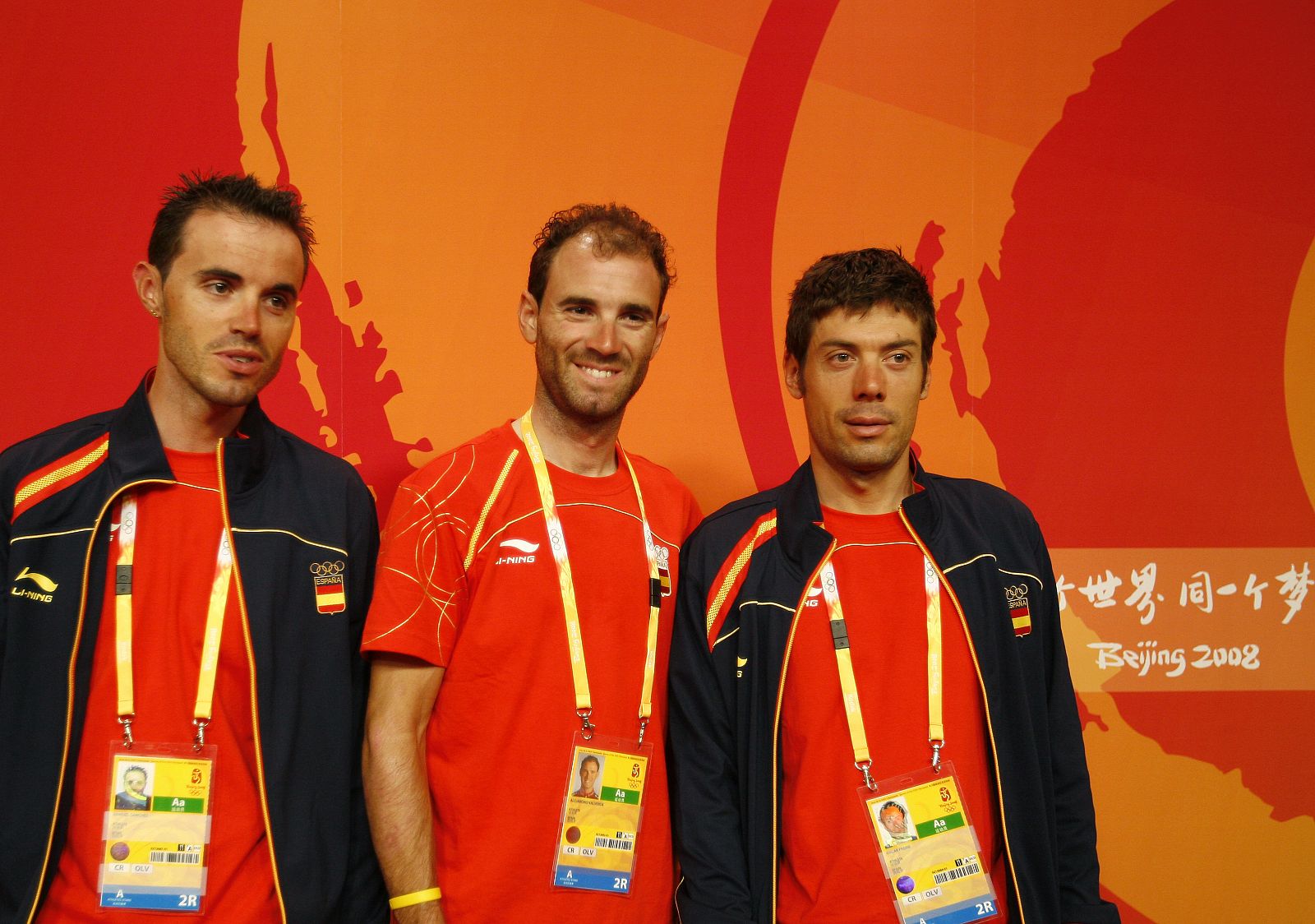 Los españoles Samuel Sánchez, Alejandro Valverde y Oscar Freire.