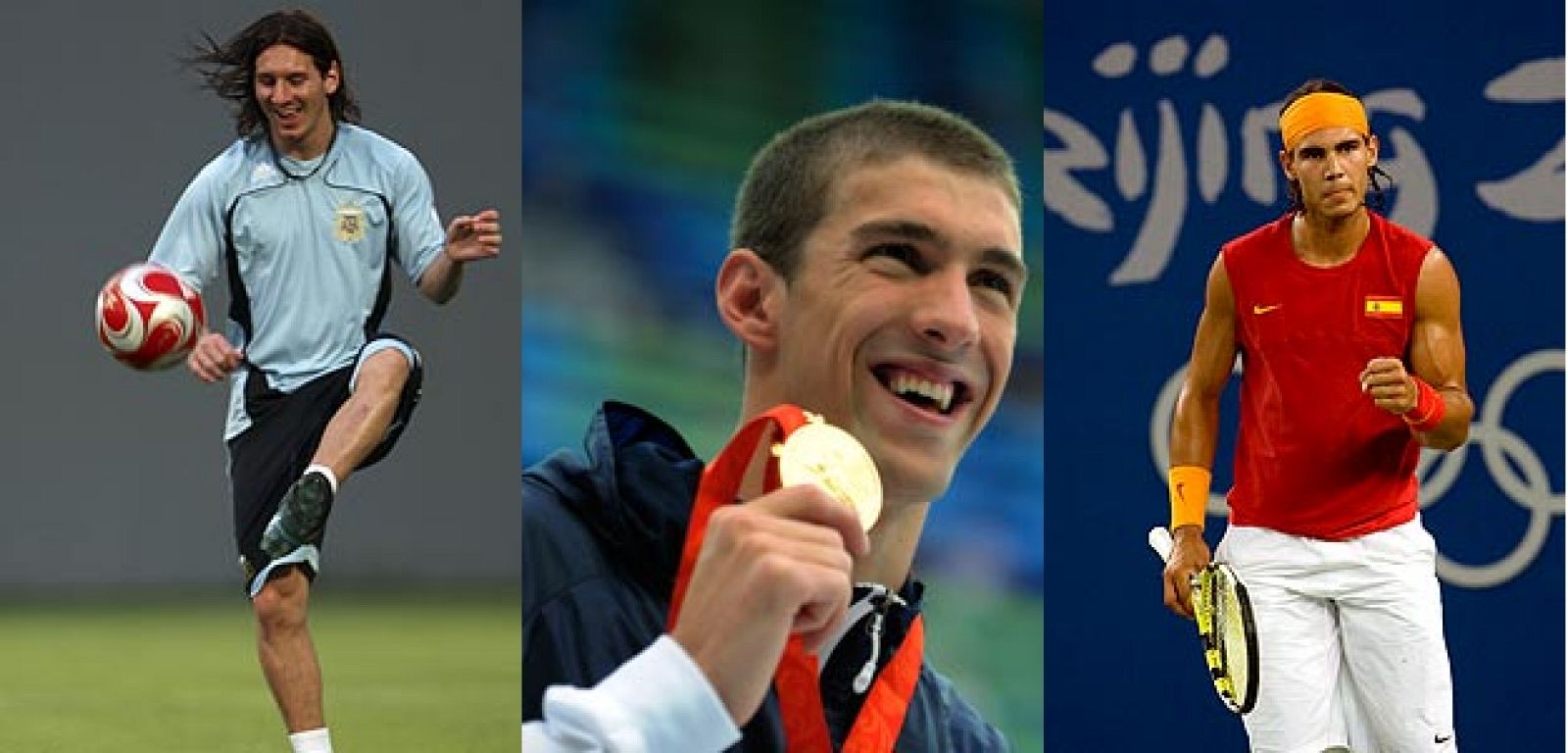 Lionel Messi (Argentina), Michael Phelps (EE.UU) y Rafael Nadal (España).