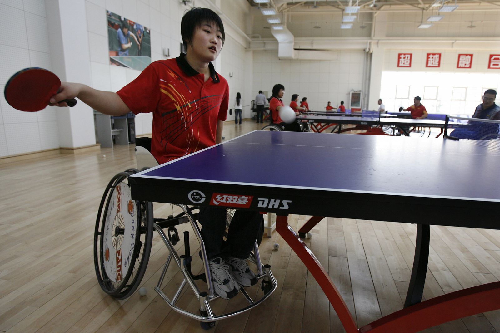 Una jugadora china entrena en Pekín.