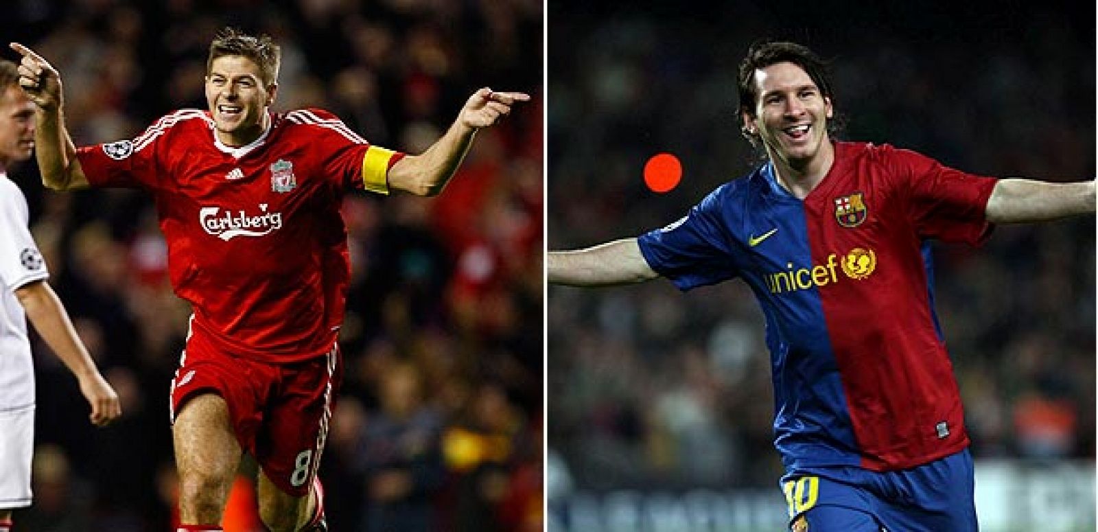 Steven Gerrard del Liverpool y Lionel Messi del Barcelona se situan a la cabeza de goleadores de la 'Champions'.