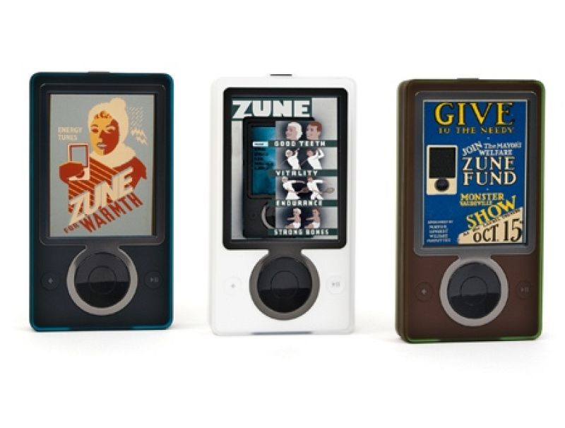 Imagen de los diferentes modelos del mp3 Zune, de Microsoft.