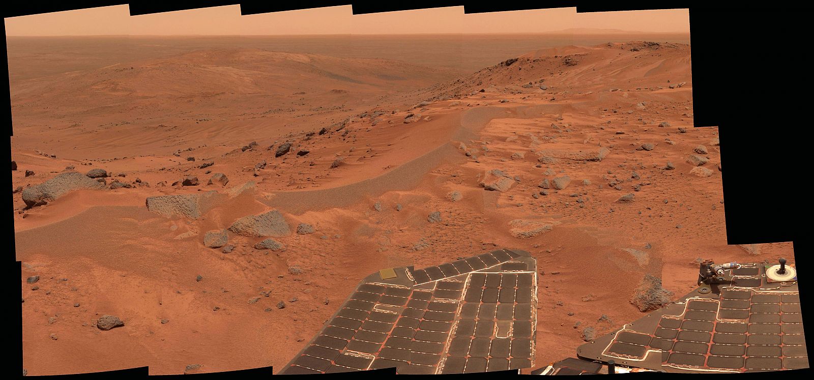 A handout photo taken by NASA's Spirit rover at "Husband Hill" from planet Mars.