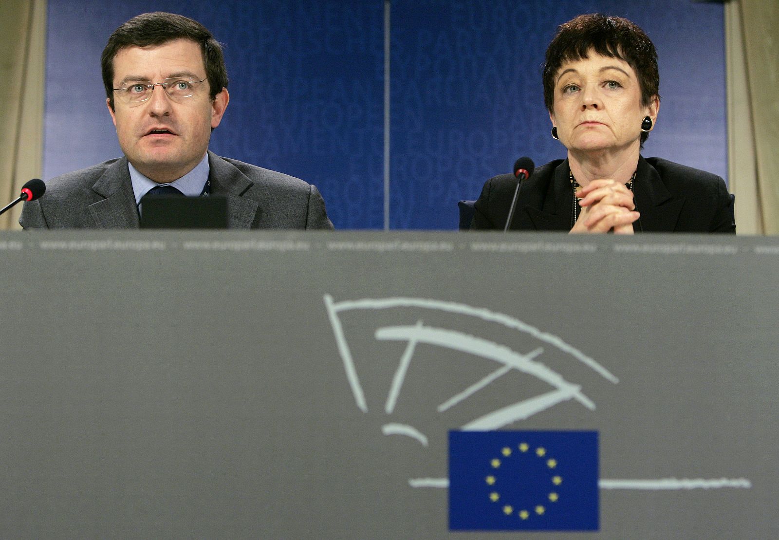 Ignasi Guardans, miembro del Parlamento Europeo (CIU) durante una rueda de prensa en 2007