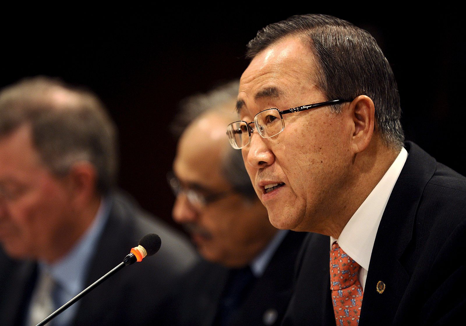 El Secretario General de Naciones Unidas, Ban Ki-moon, durante una reunión con líderes árabes en la sede de Naciones Unidas en Nueva York
