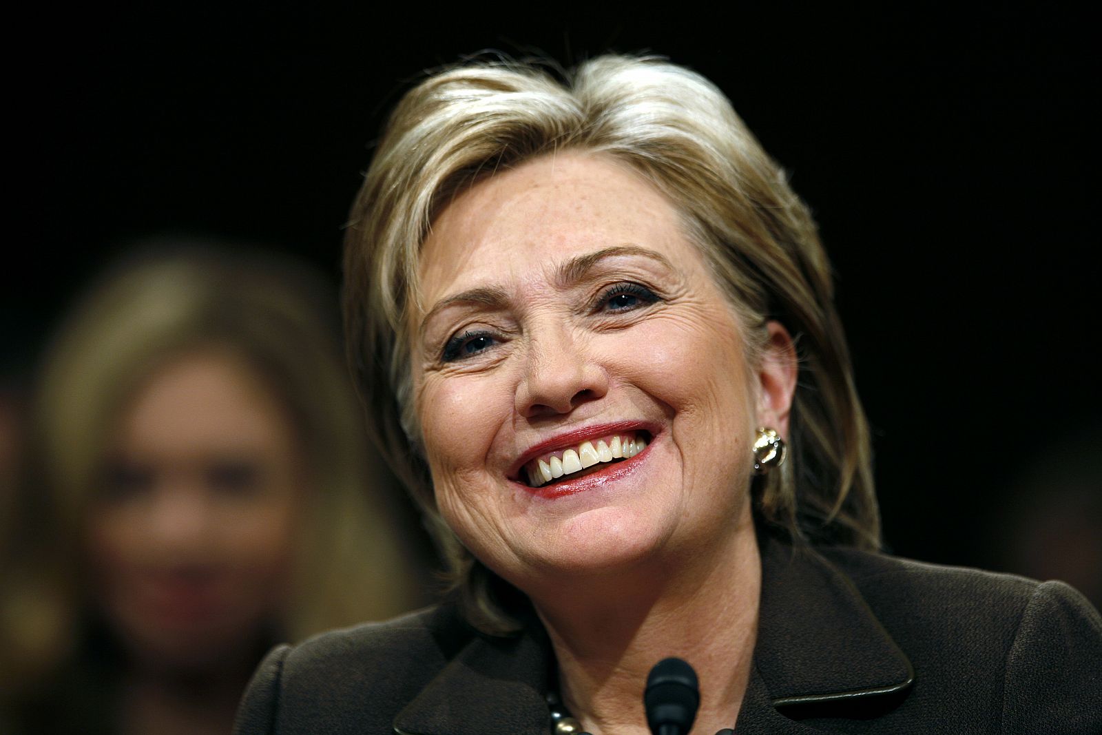 Clinton testifies during her confirmation hearing on Capitol Hill in Washington