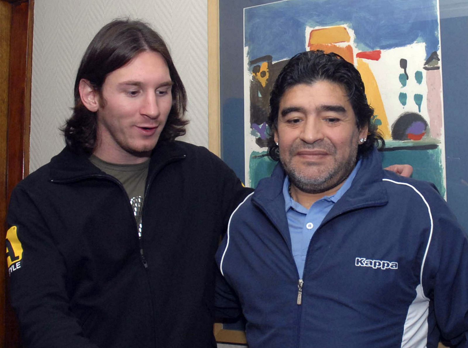 Lionell Messi y Maradona en Rosario.