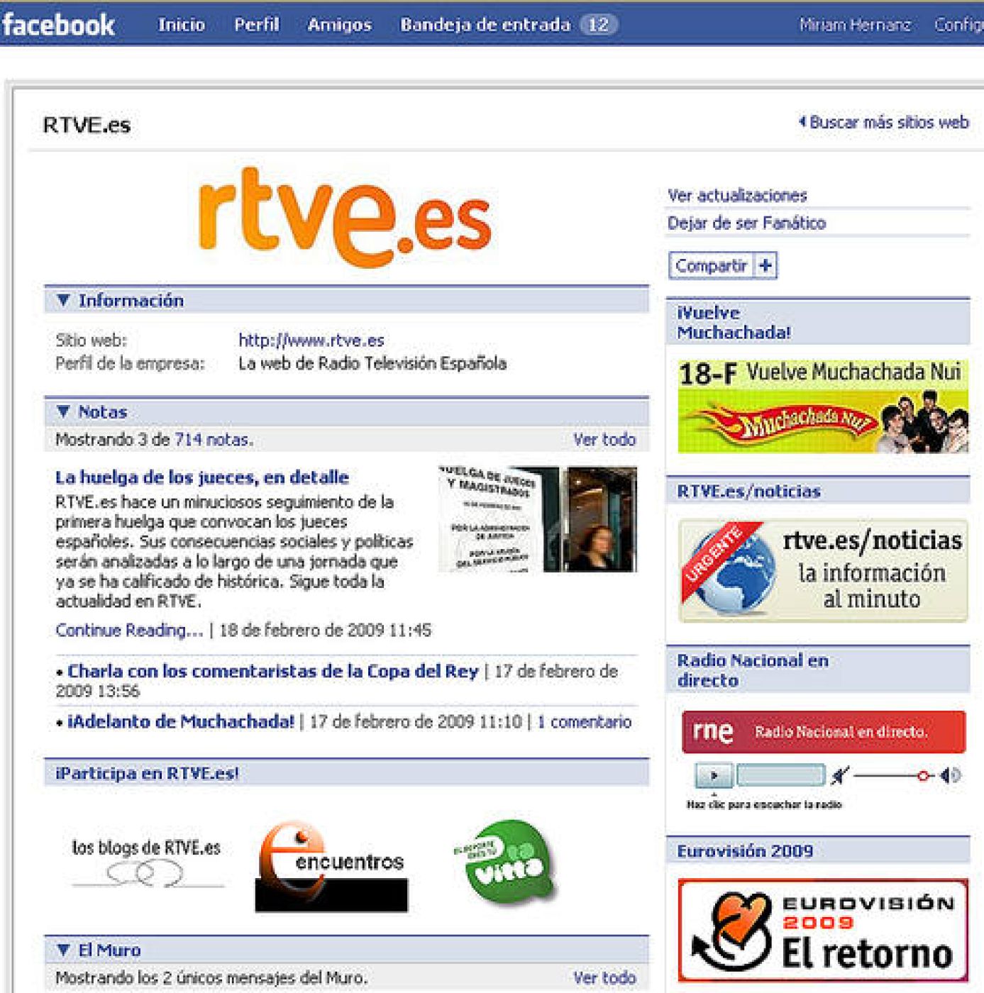 Imagen de la página de RTVE.es en Facebook.