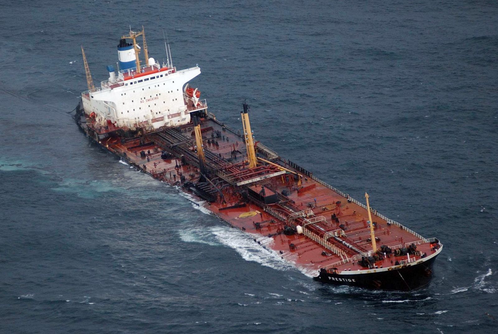 THE STRICKEN TANKER PRESTIGE DRIFTS OFF THE NORTHWESTERN COAST OF