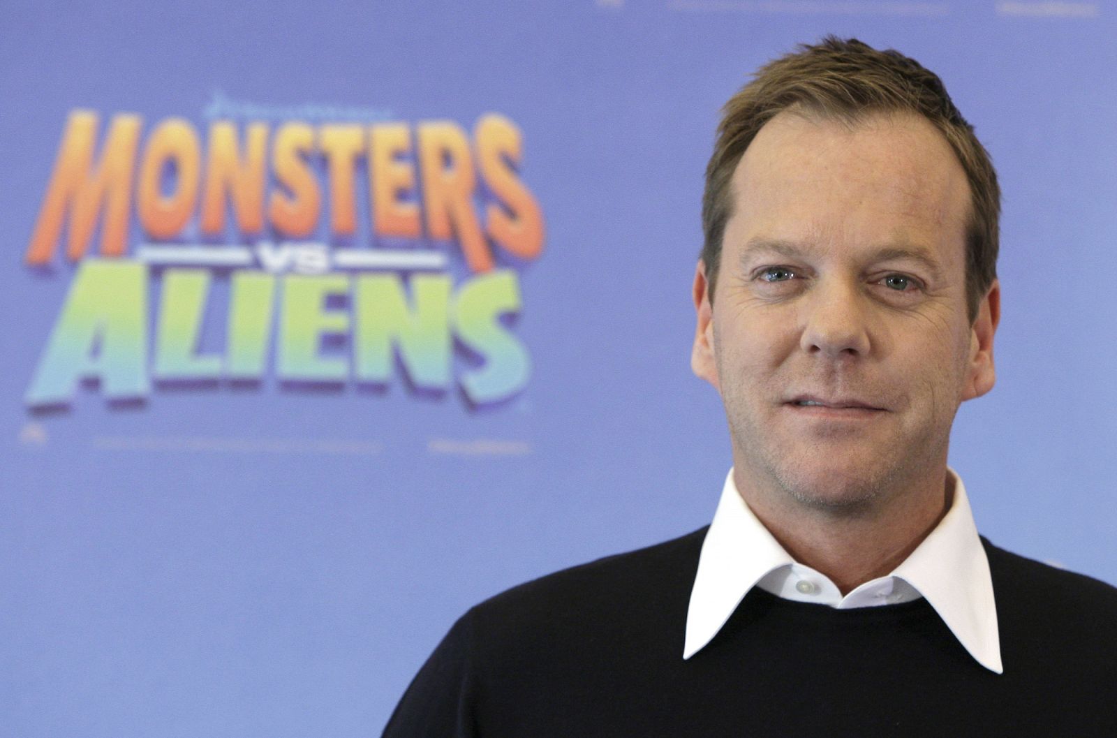 Actor Sutherland poses during a photocall to promote the movie Monsters vs Aliens in Berlin