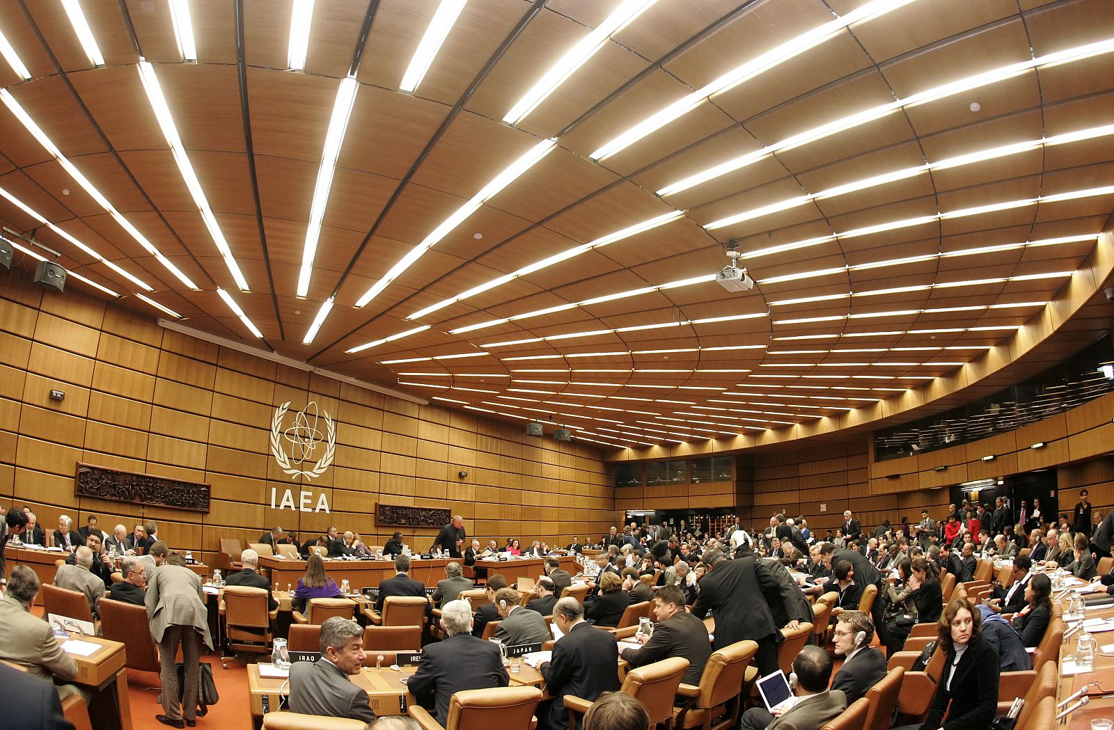 A general view shows the plenary hall at the beginning of an IAEA board of governors meeting in Vienna