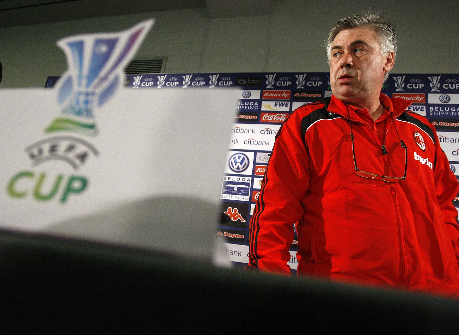 Carlo Ancelotti, en una rueda de prensa previa a un partido de la Uefa.