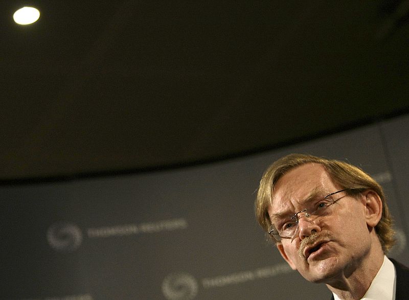 El presidente del Banco Mundial Robert B. Zoellick durante una conferencia en Londres