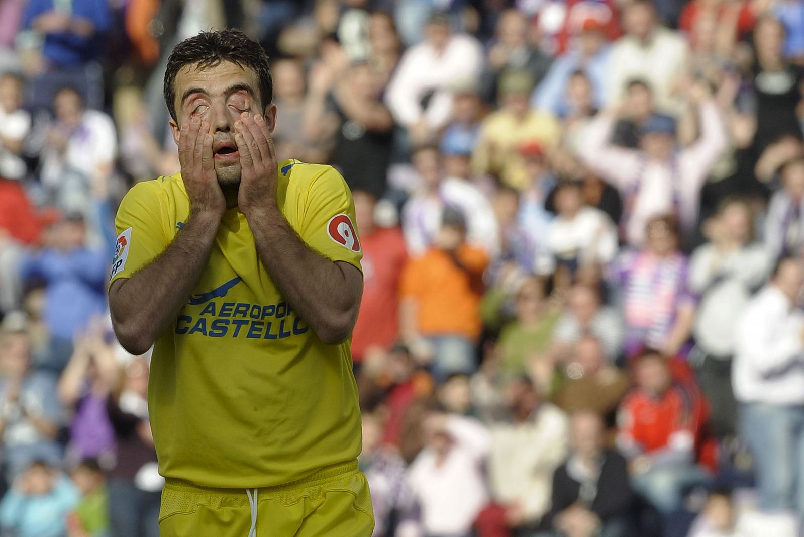 Giuseppe Rossi se lamenta tras fallar un penalti ante el Valladolid.