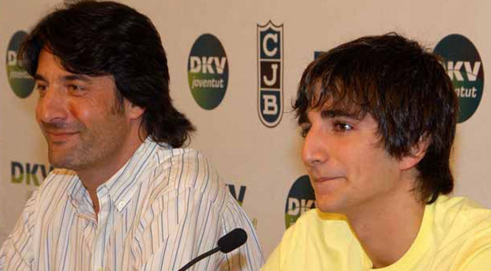 Jordi Villacampa, presidente del DKV Joventut, junto a la joven promesa Ricky Rubio