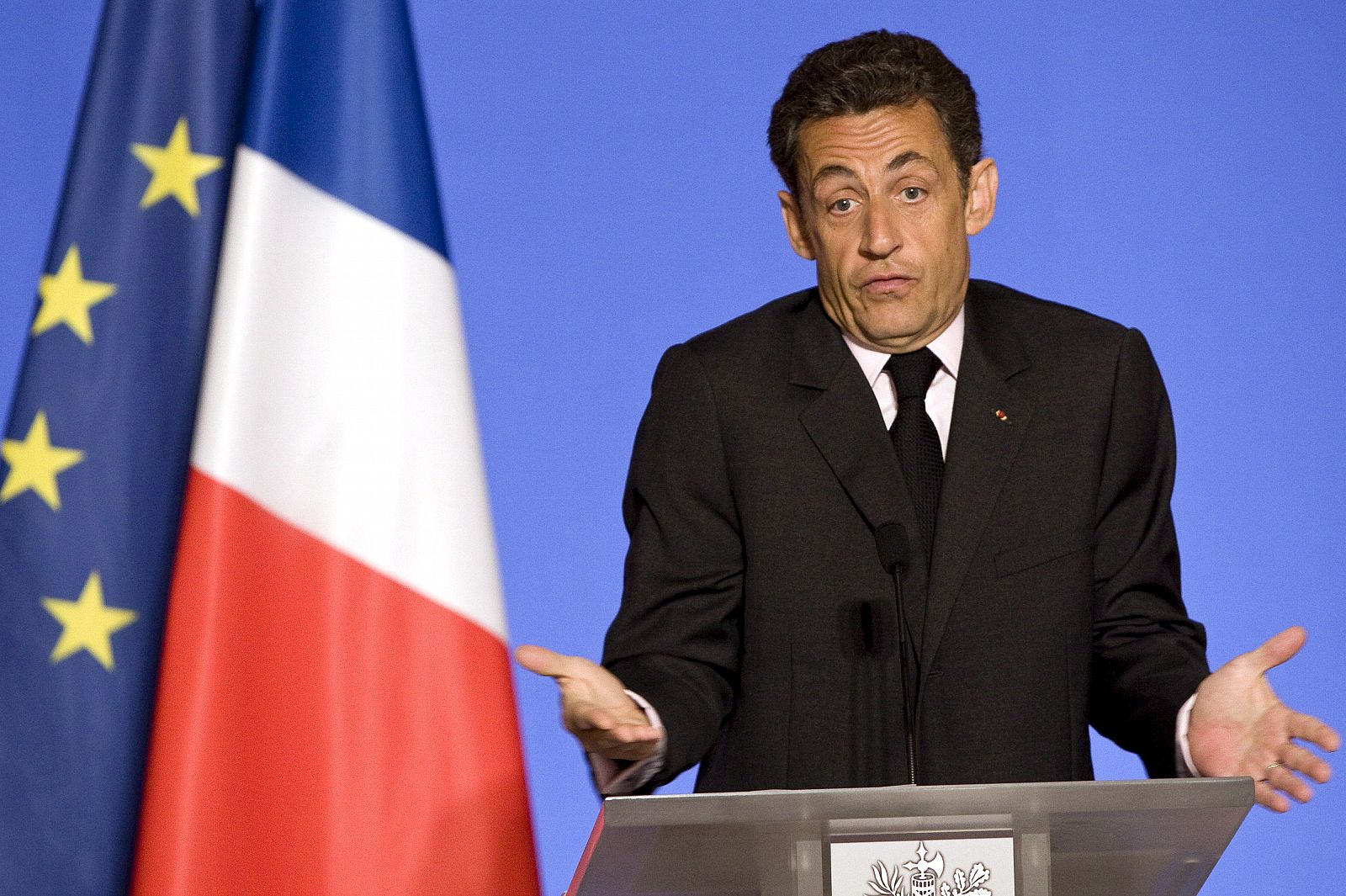 El presidente de Francia, CNicolas Sarkozy, durante un discurso pronunciado este lunes.
