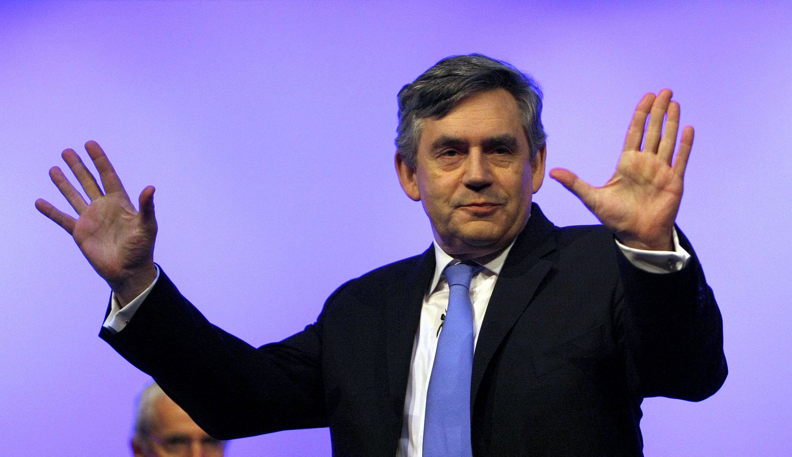 Britain's Prime Minister Brown gestures during his address to the Royal College of Nurses congress in Harrogate