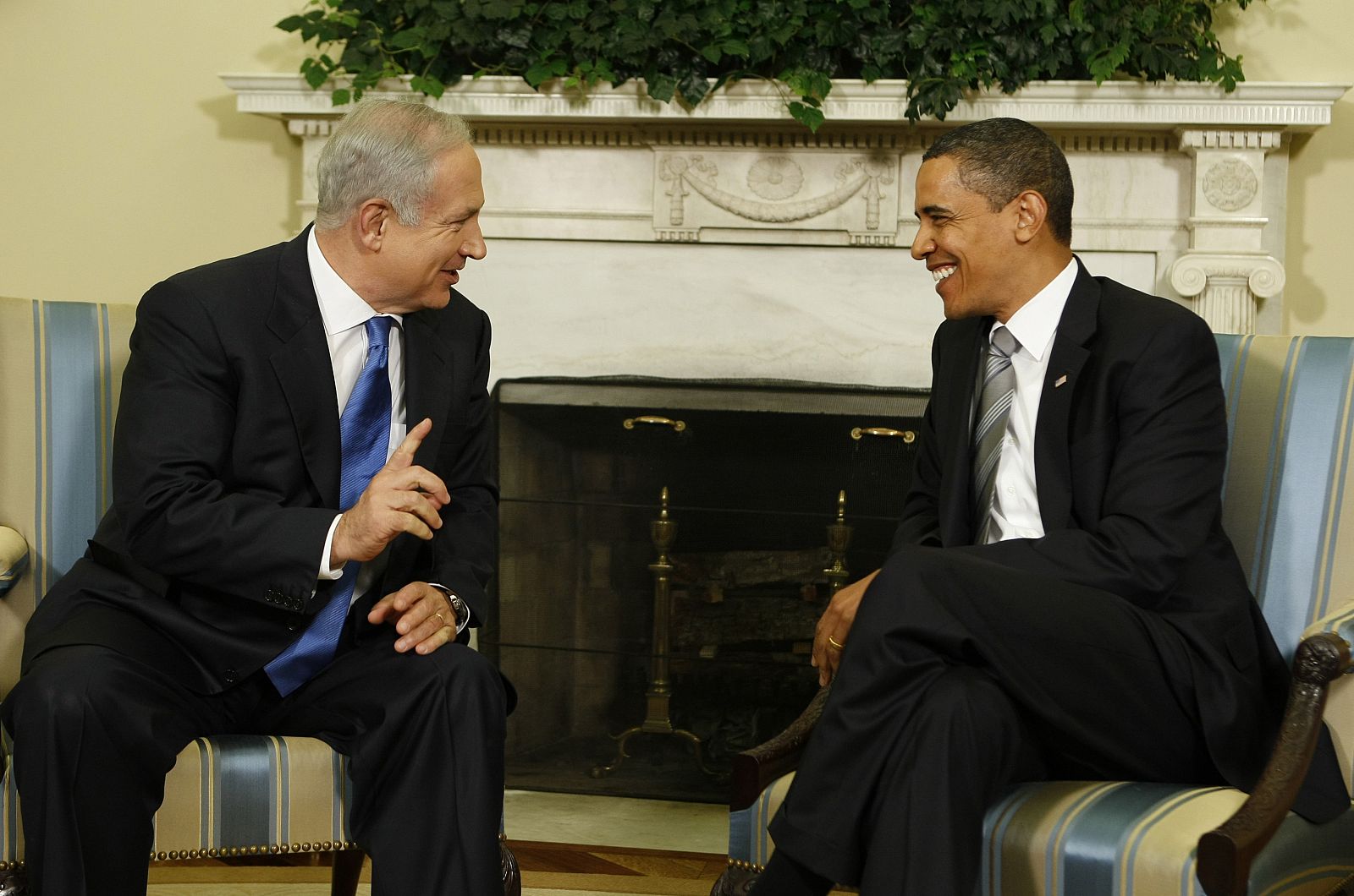 Primer encuentro entre Barack Obama y el primer ministro israelí, Netanyahu, en la Casa Blanca.
