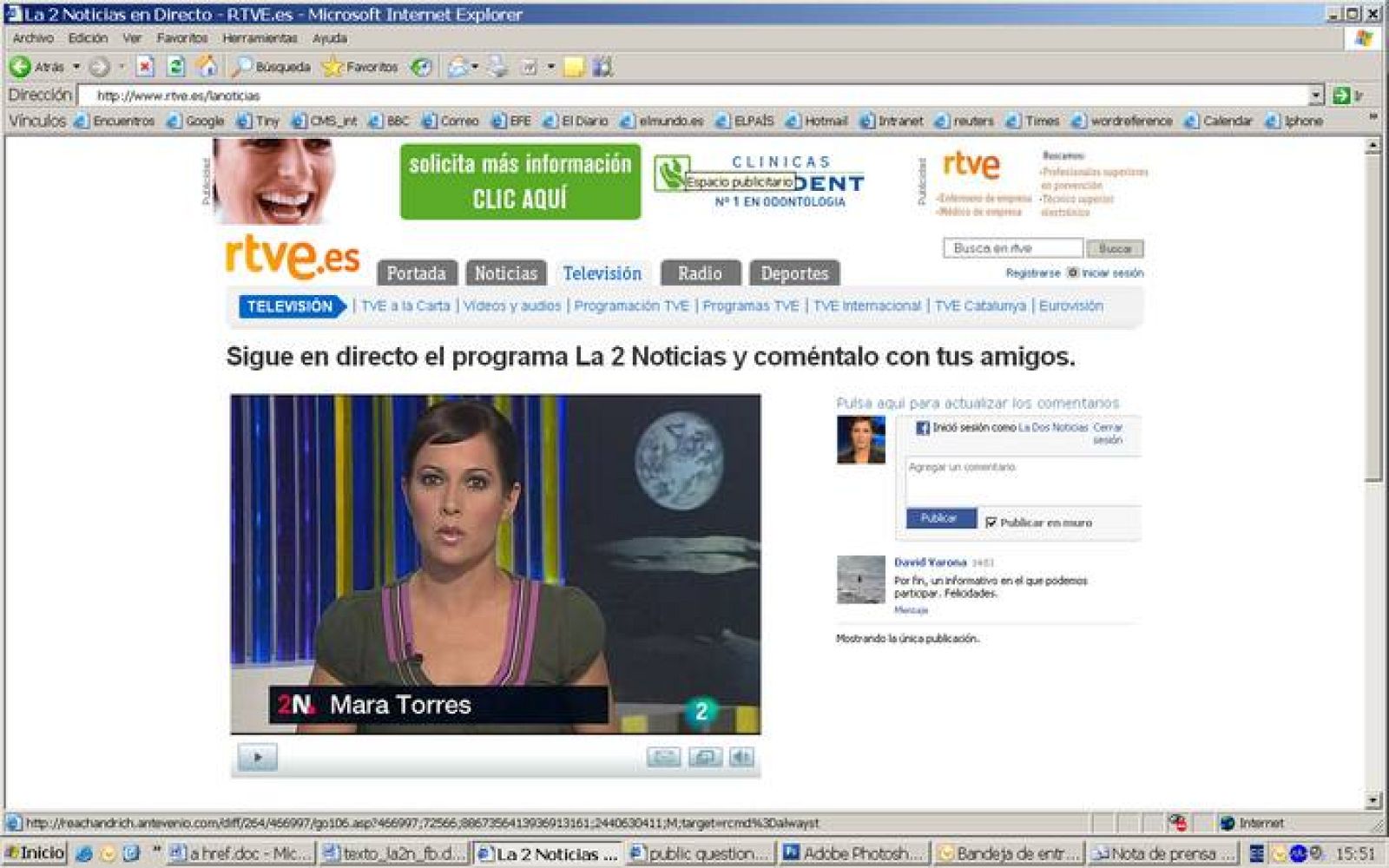  La 2 Noticias, en RTVE.es y Facebook