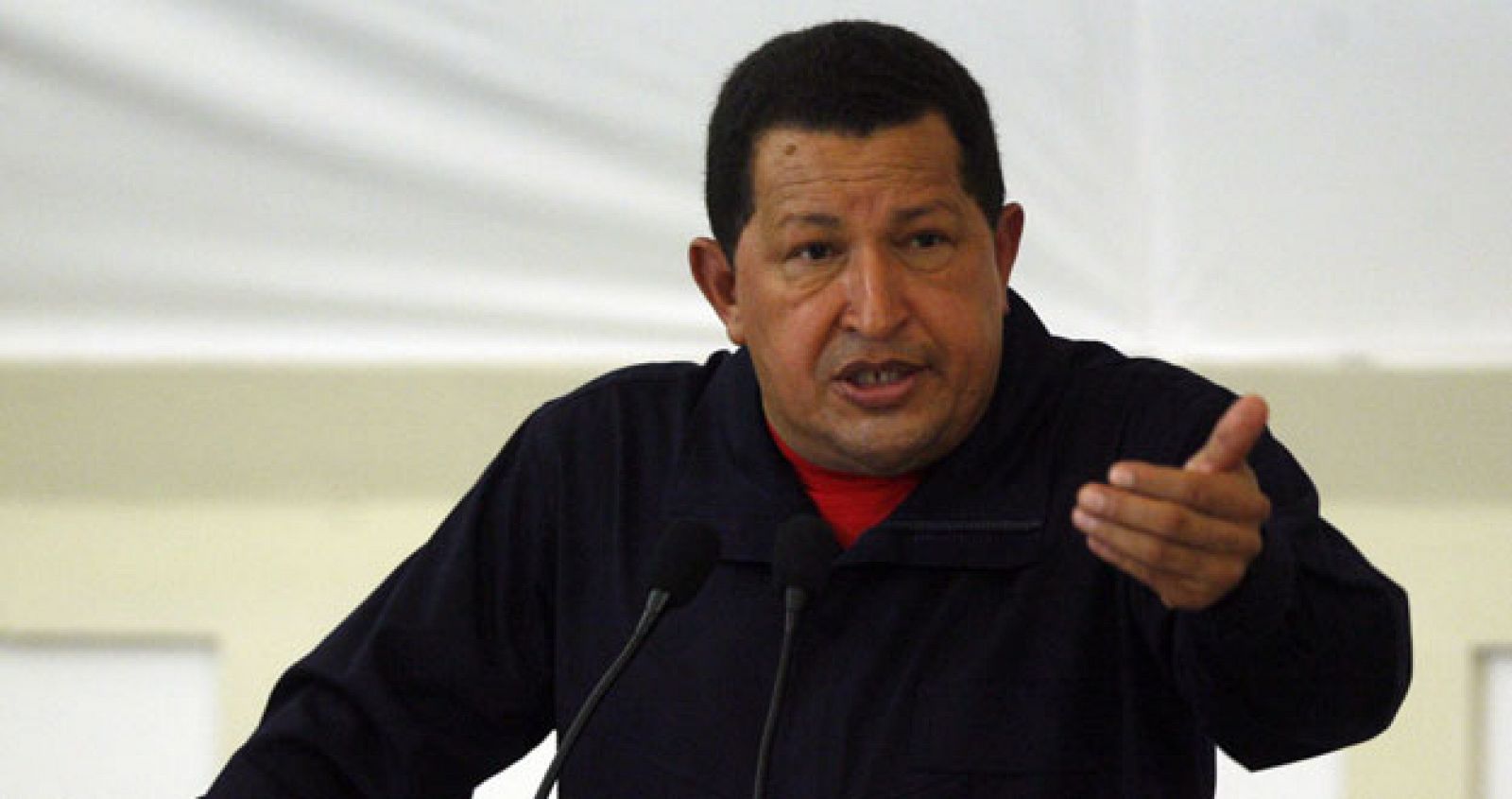 El presidente de Venezuela, Hugo Chávez, durante una rueda de prensa.