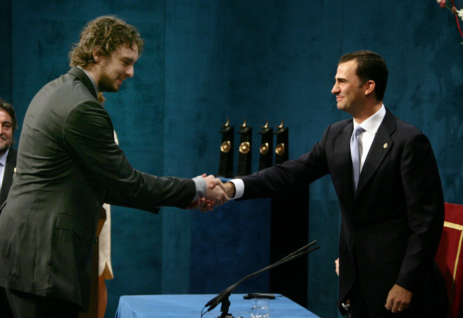 Spanish gold medal basketball player Gasol receives 2006 Prince of Asturias of Sports award from Spanish Crown Prince Felipe in Oviedo