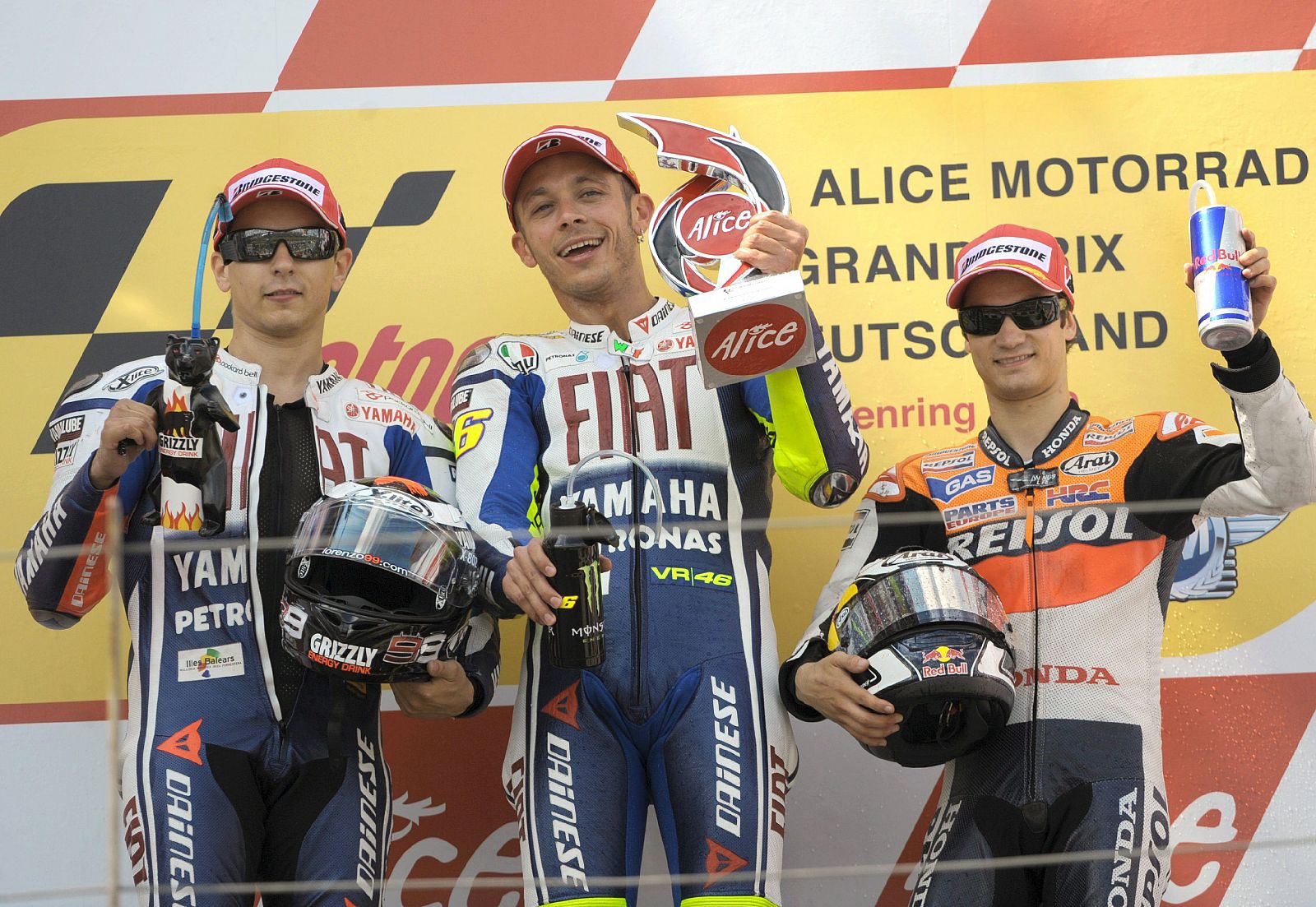Rossi y Lorenzo volvieron a compartir podio.