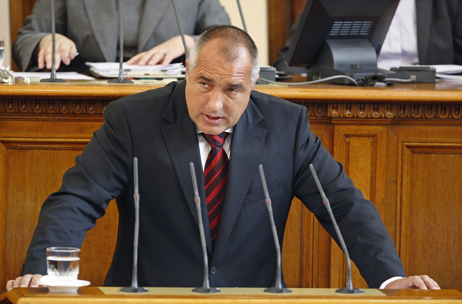 Bulgaria's PM Borisov delivers a speech after being elected in parliament in Sofia