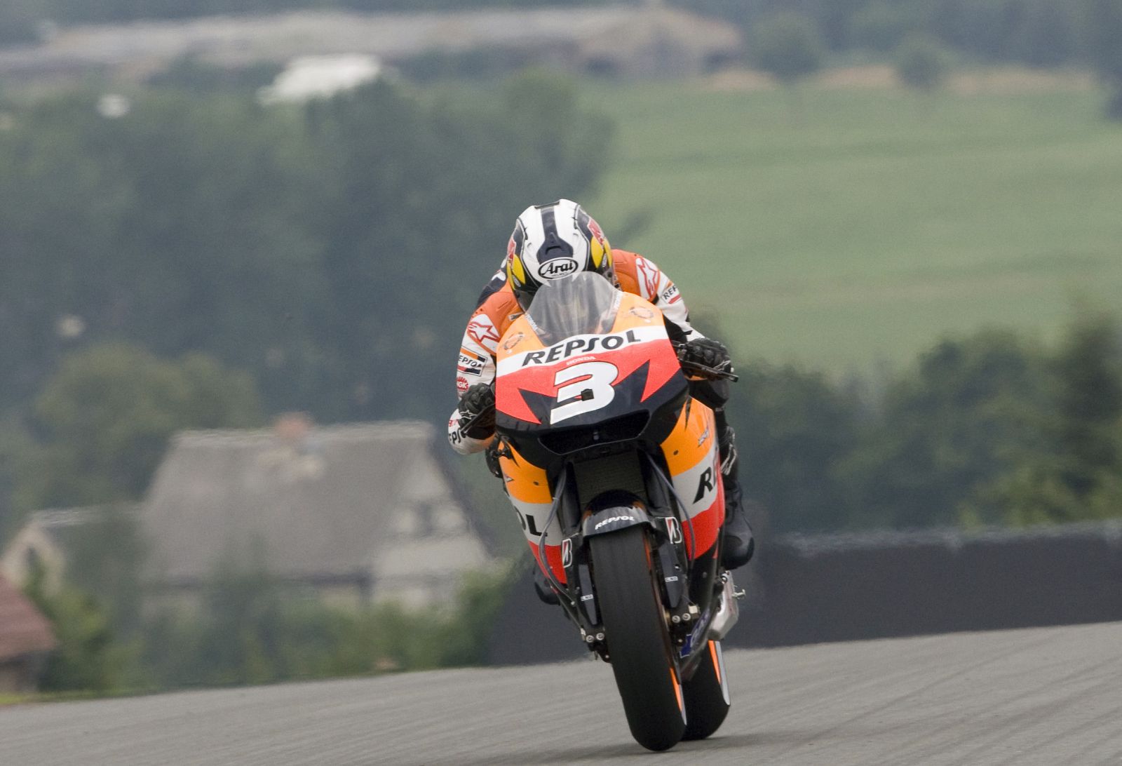 Honda MotoGP rider Pedrosa rides during first free practice for German Grand Prix at Sachsenring circuit near Hohenstein-Ernsthal