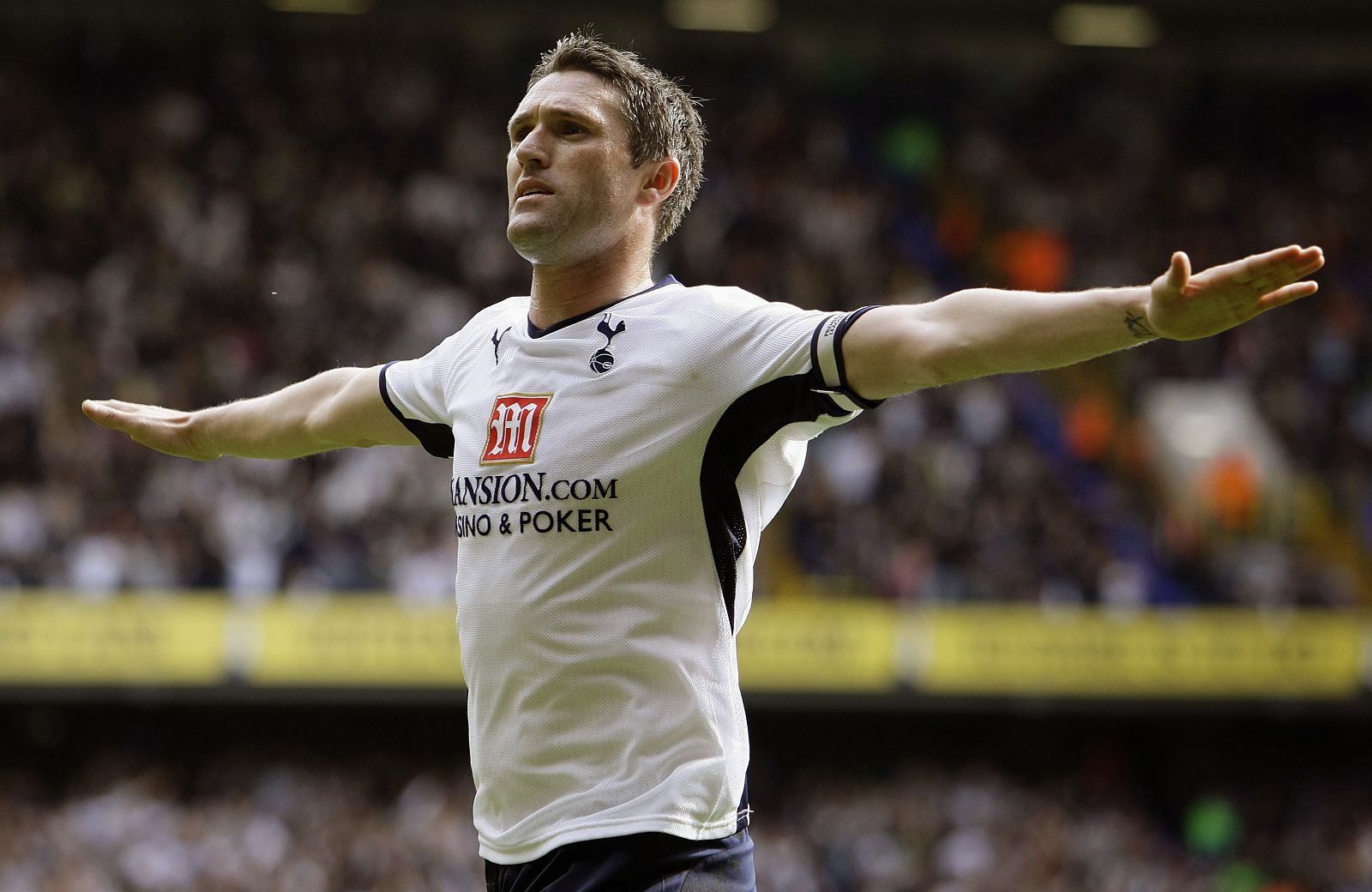 Tottenham Hotspur's Keane celebrates after scoring against Manchester City during their English Premier League soccer match at White Hart Lane in London