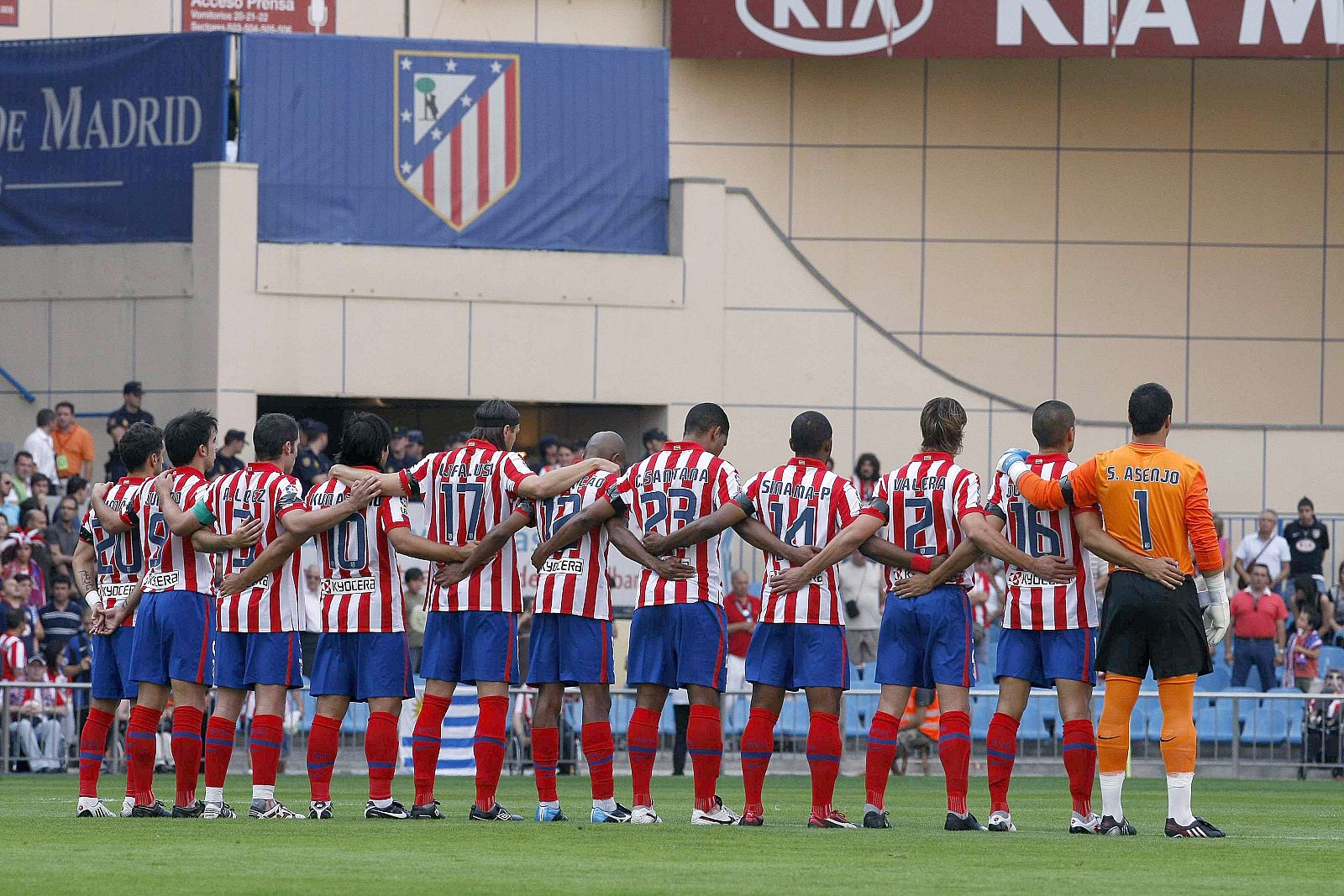 Los jugadores del Atlético de Madrid hacen piña