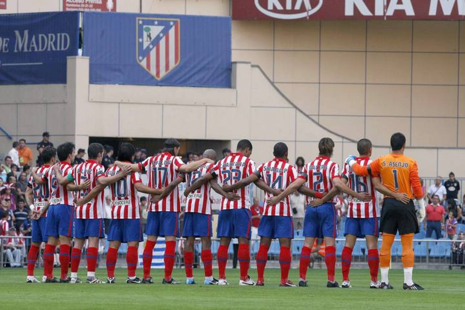 Los jugadores del Atlético de Madrid hacen piña