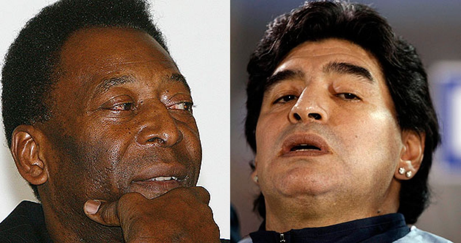 El brasileño Pelé y el argentino Maradona, dos de los mejores jugadores del mundo.