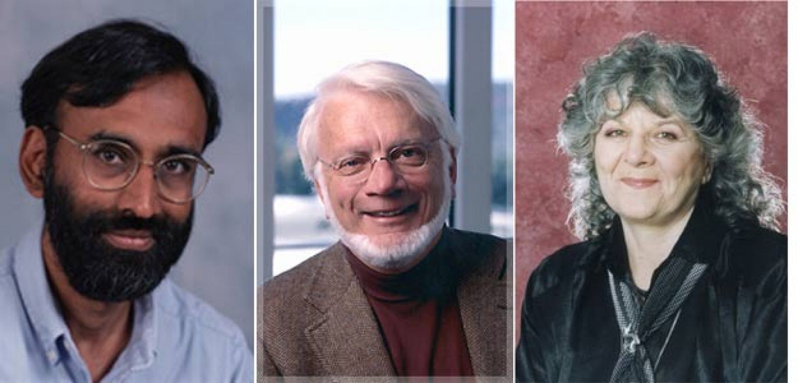 Los científicos estadounidenses Venkatraman Ramakrishnan y Thomas A. Steitz y la israelí Ada E. Yonath.