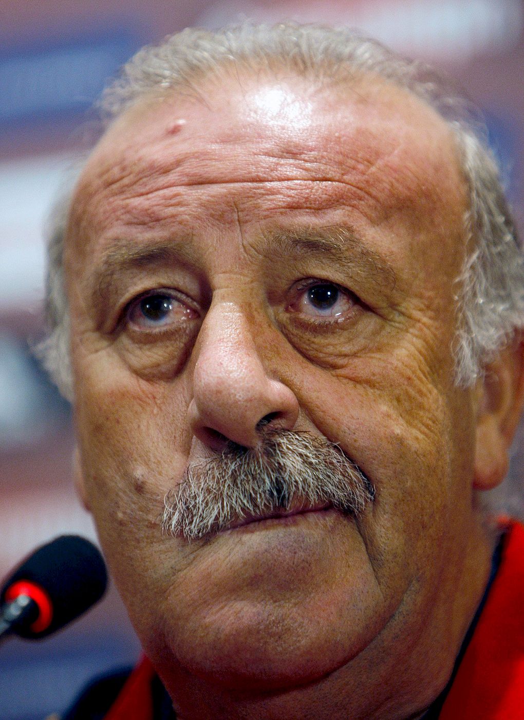 El entrenador de la selección española, Vicente del Bosque, durante la rueda de prensa que ofrecido en Erevan (Armenia).