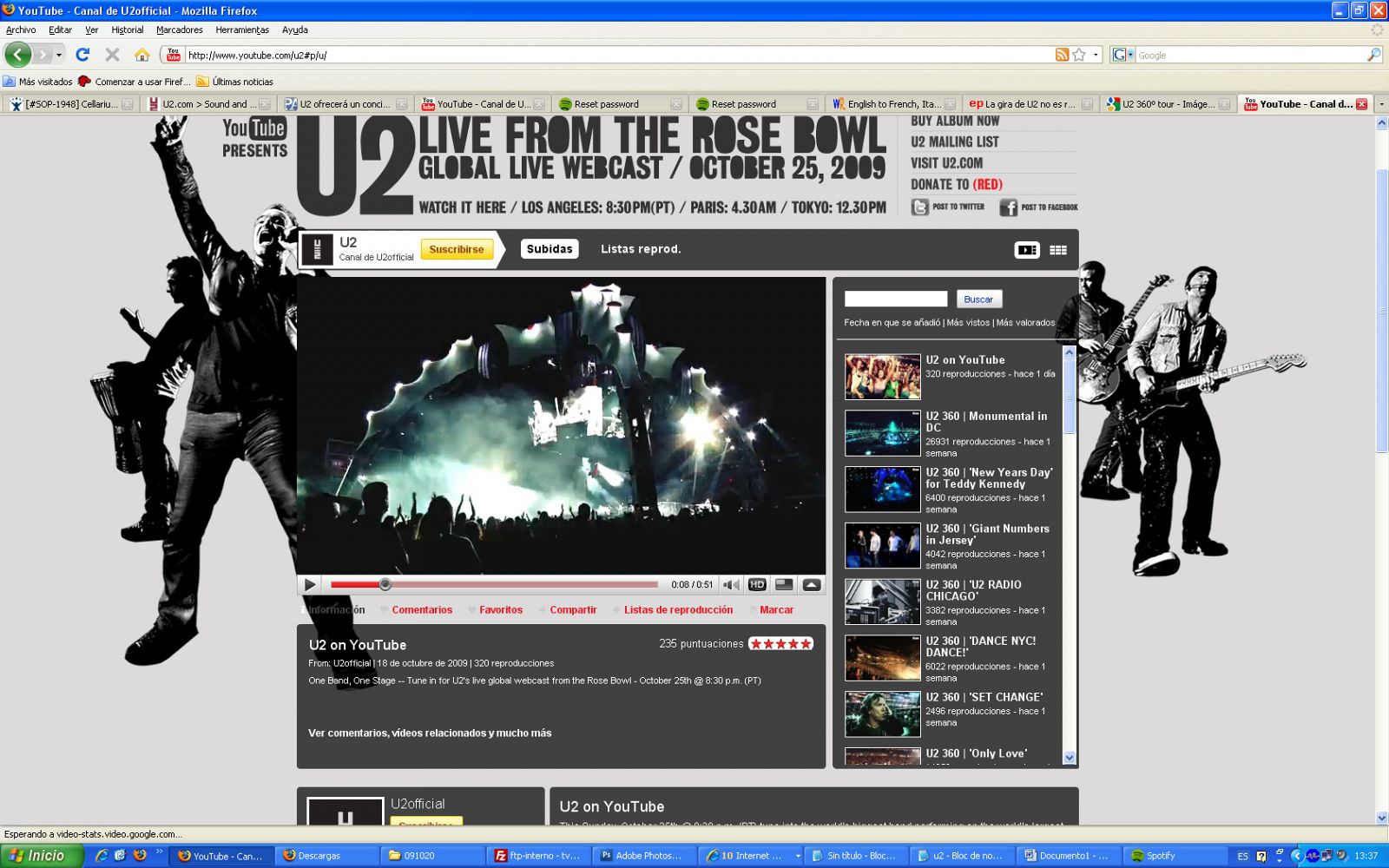 U2 en directo por YouTube