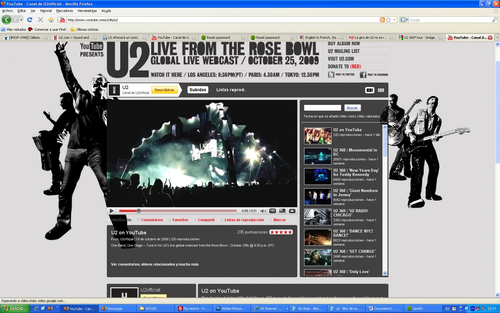 Imagen del canal de U2 en YouTube