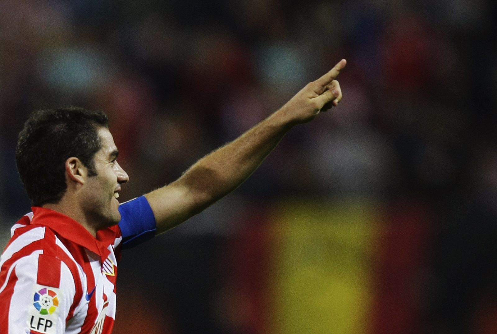 Antonio López, capitán del Atlético de Madrid, celebra su gol ante el Zaragoza en la única victoria liguera del equipo esta temporada