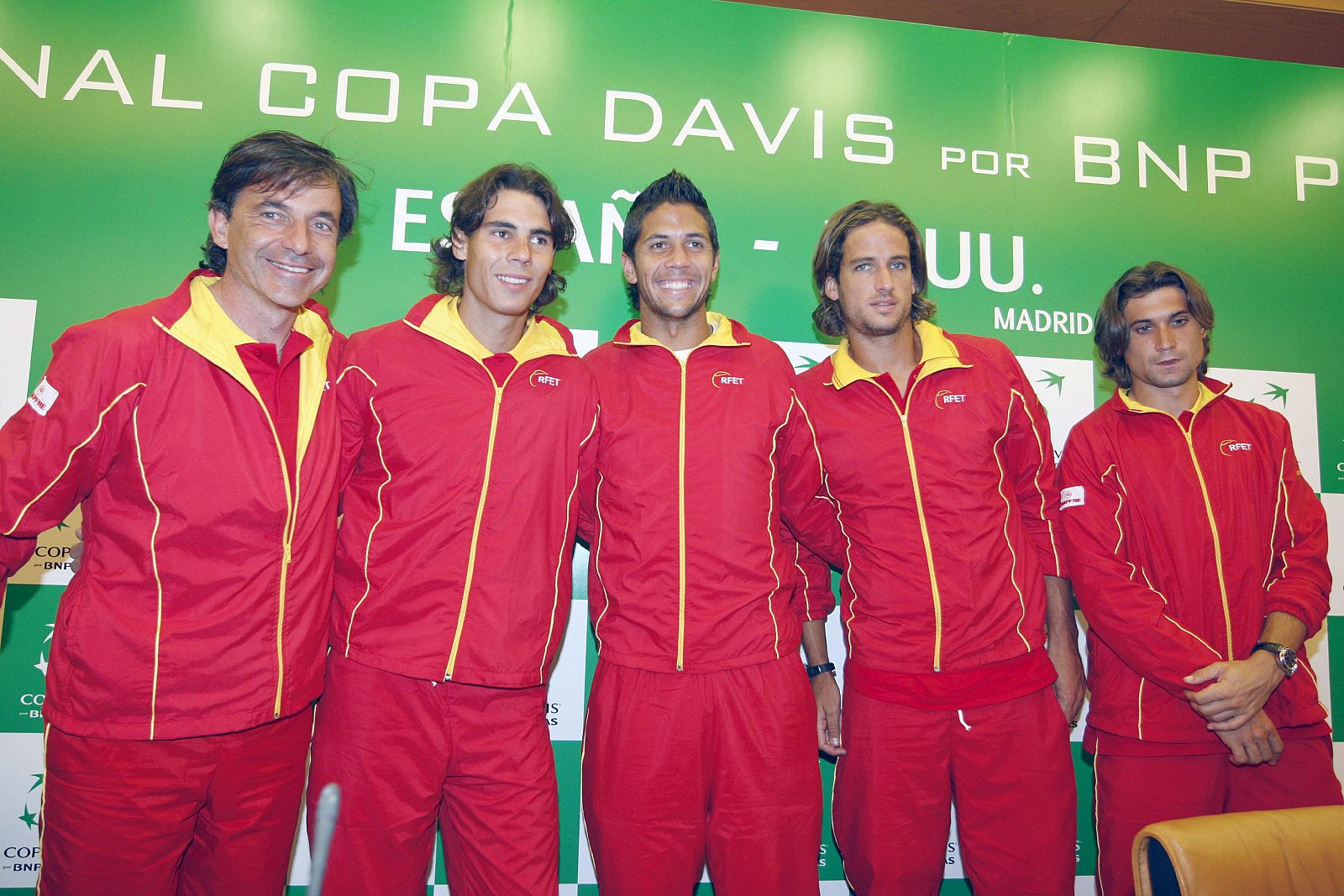Nadal, Verdasco, Feliciano y Ferrer jugaron juntos por última vez ante EE. UU. en 2008.
