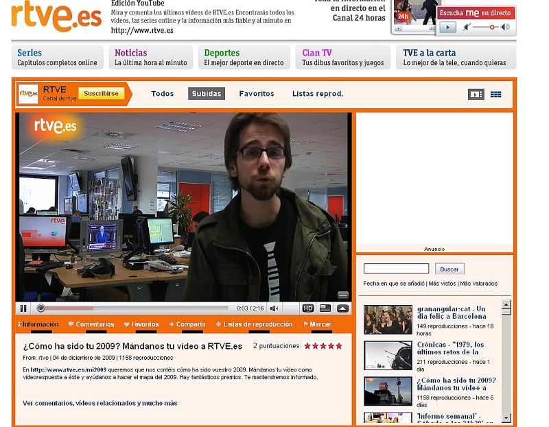 Canal de RTVE en YouTube