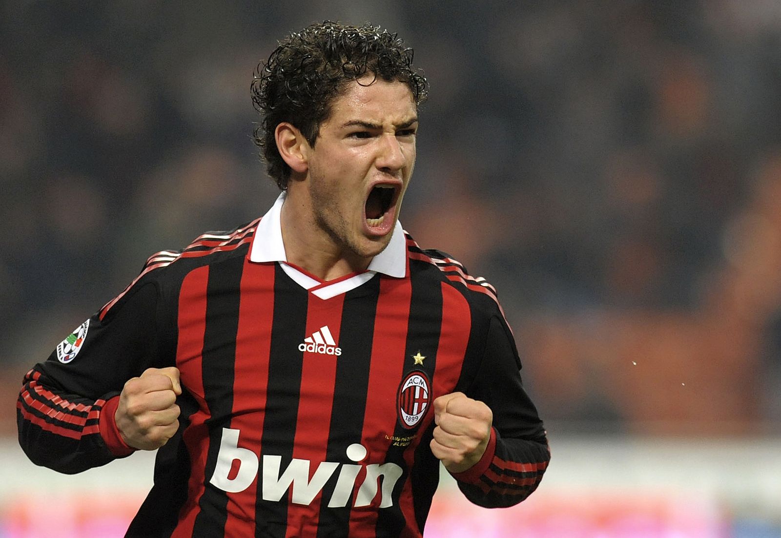 AC Milan's Pato celebrates after scoring against Sampdoria during their Italian serie A soccer match in Milan.