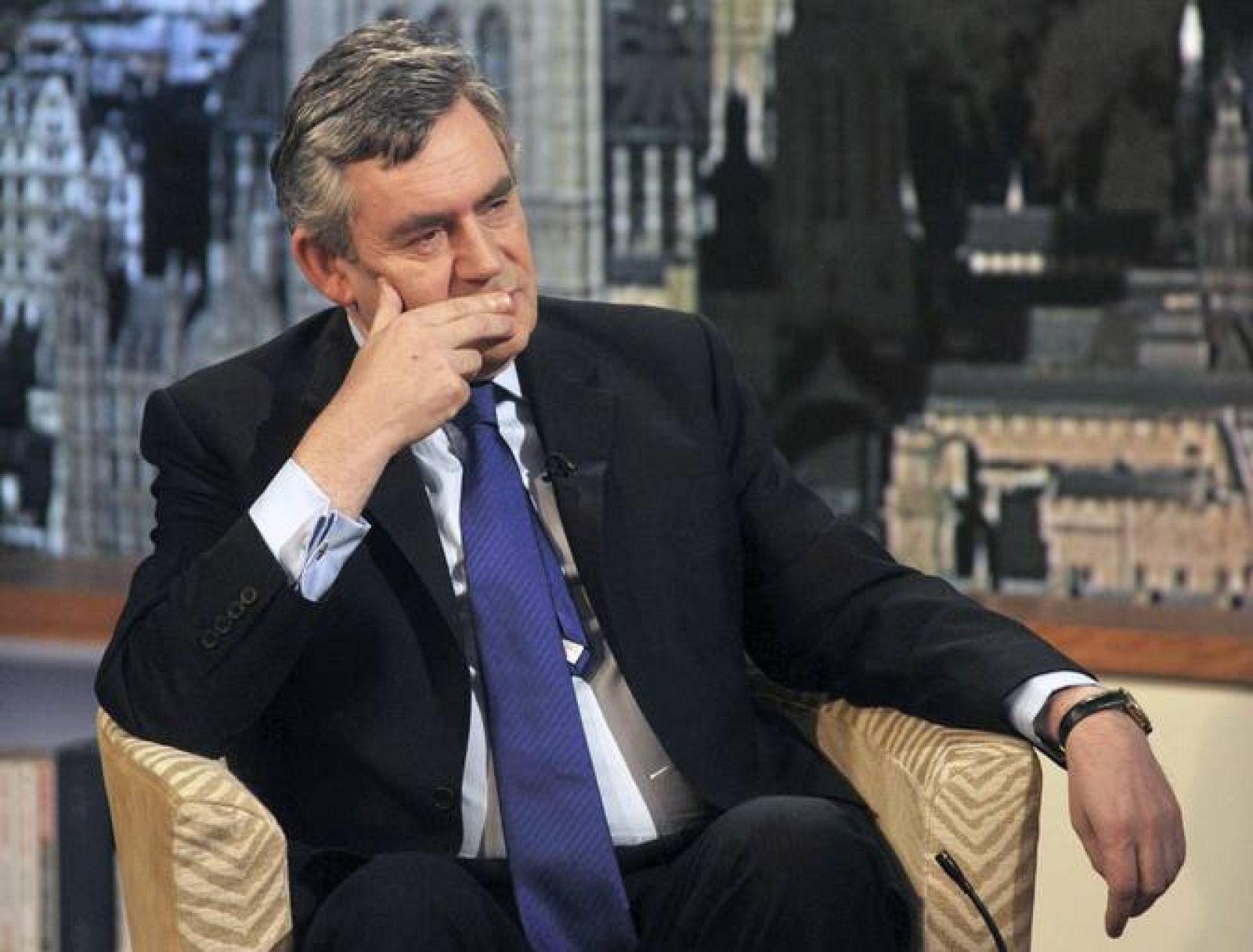 Britain's Prime Minister Brown appears on "The Andrew Marr Show" on the BBC in London