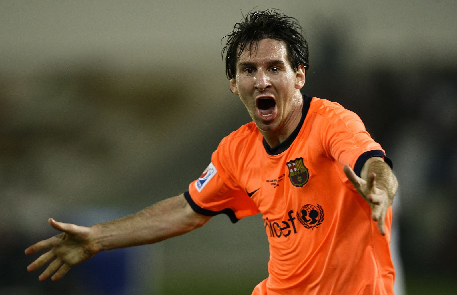 Messi celebra el gol de la victoria ante Estudiantes de La Plata