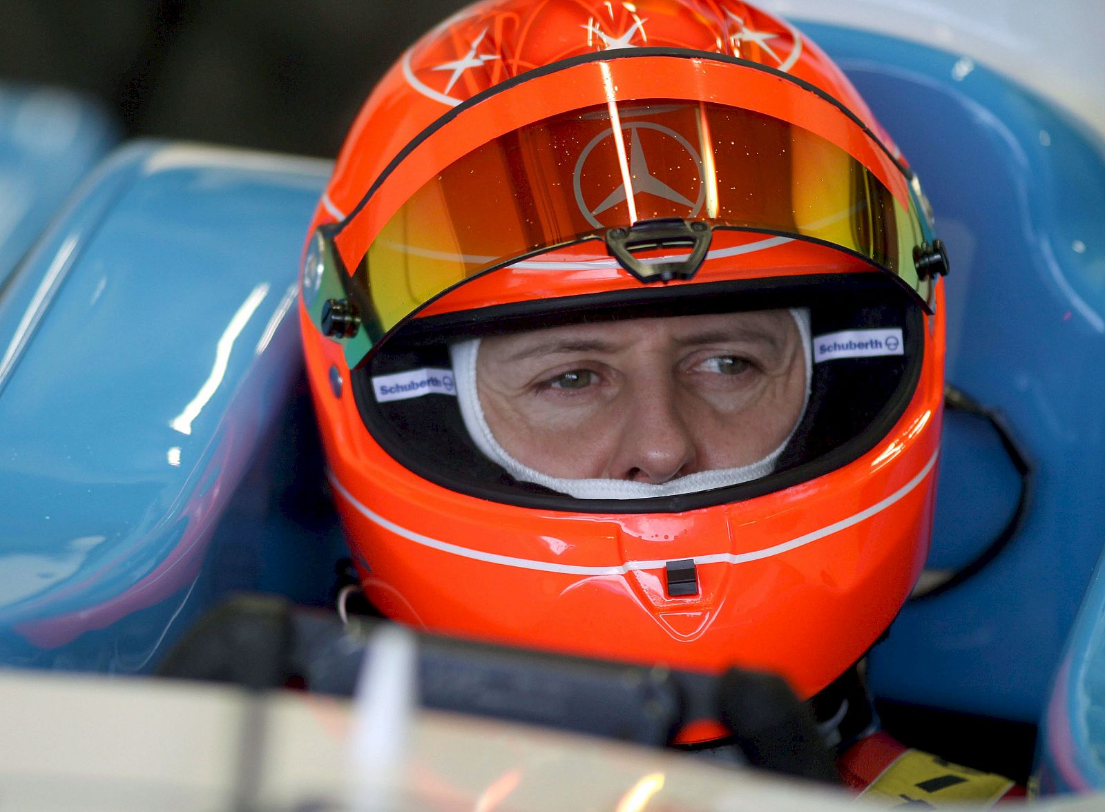 El piloto alemán de F-1 y heptacampeón del Mundo de la especialidad, Michael Schumacher, durante los entrenamientos de GP2 en el Circuito de Velocidad de Jerez.