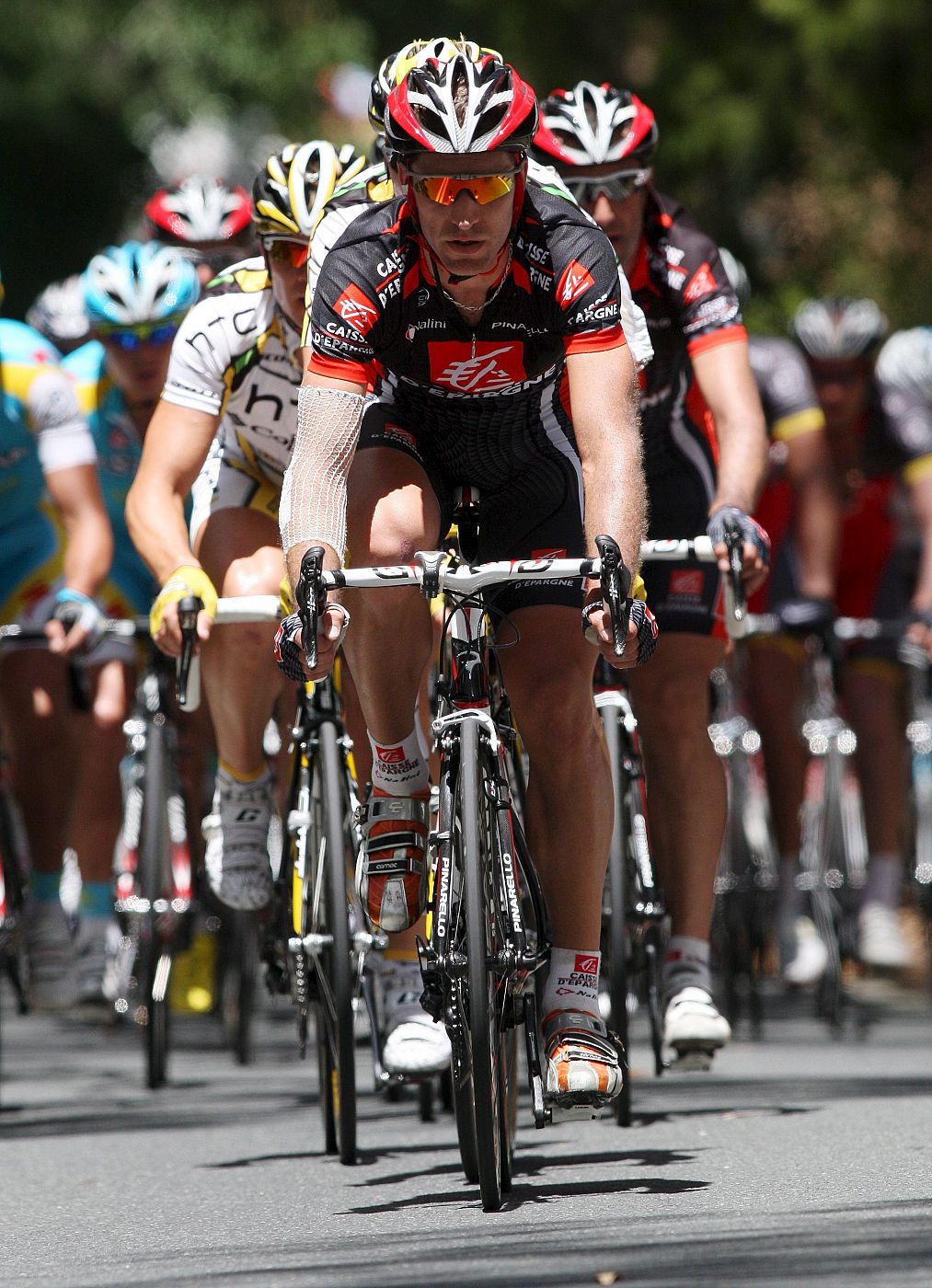 El ciclista francés Matthieu Perget, del equipo Caisse D'Epargne, en el Tour Down Under.