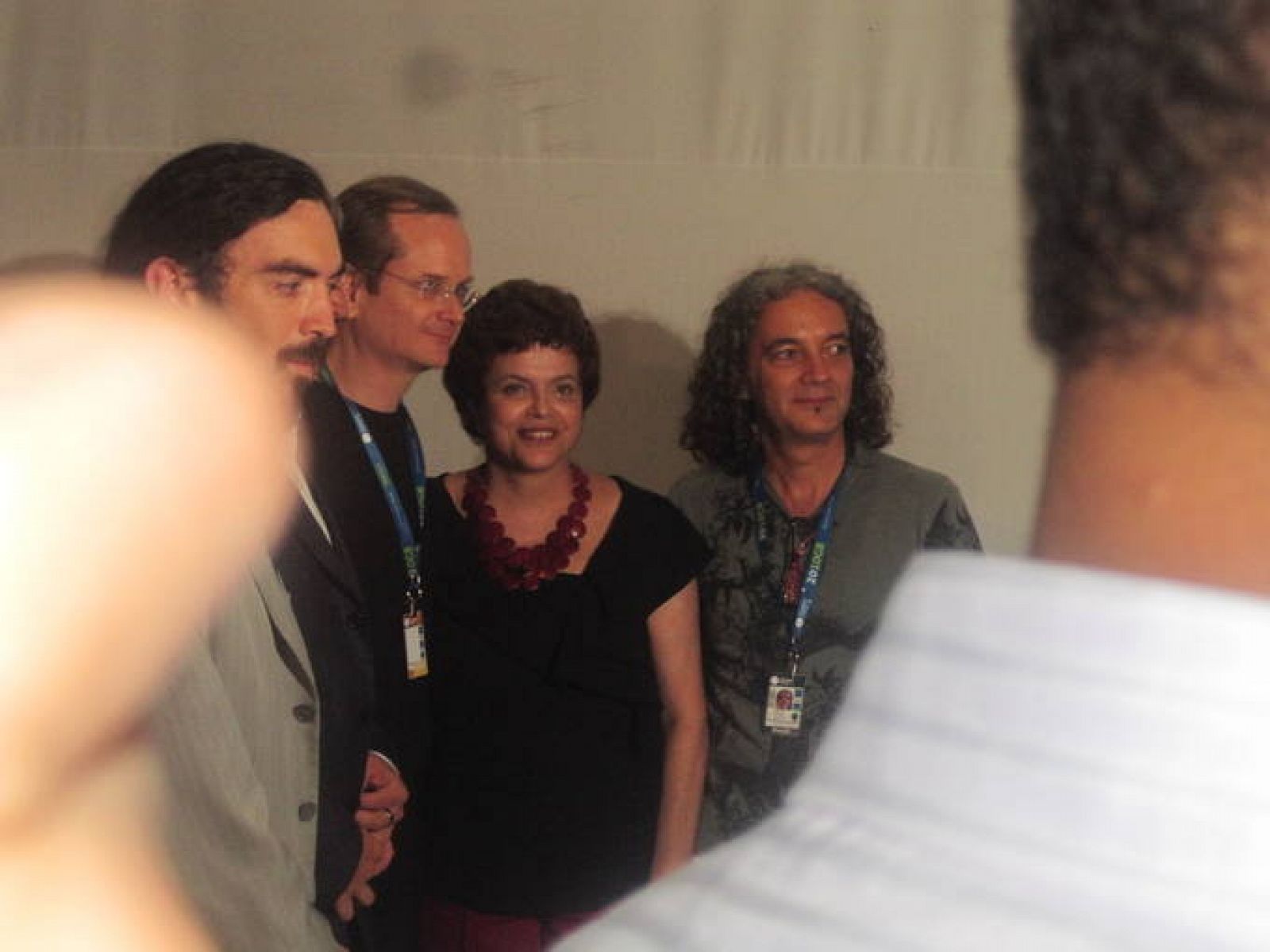 Dilma Rouseff, junto al ministro de Cultura y Larry Lessig.  