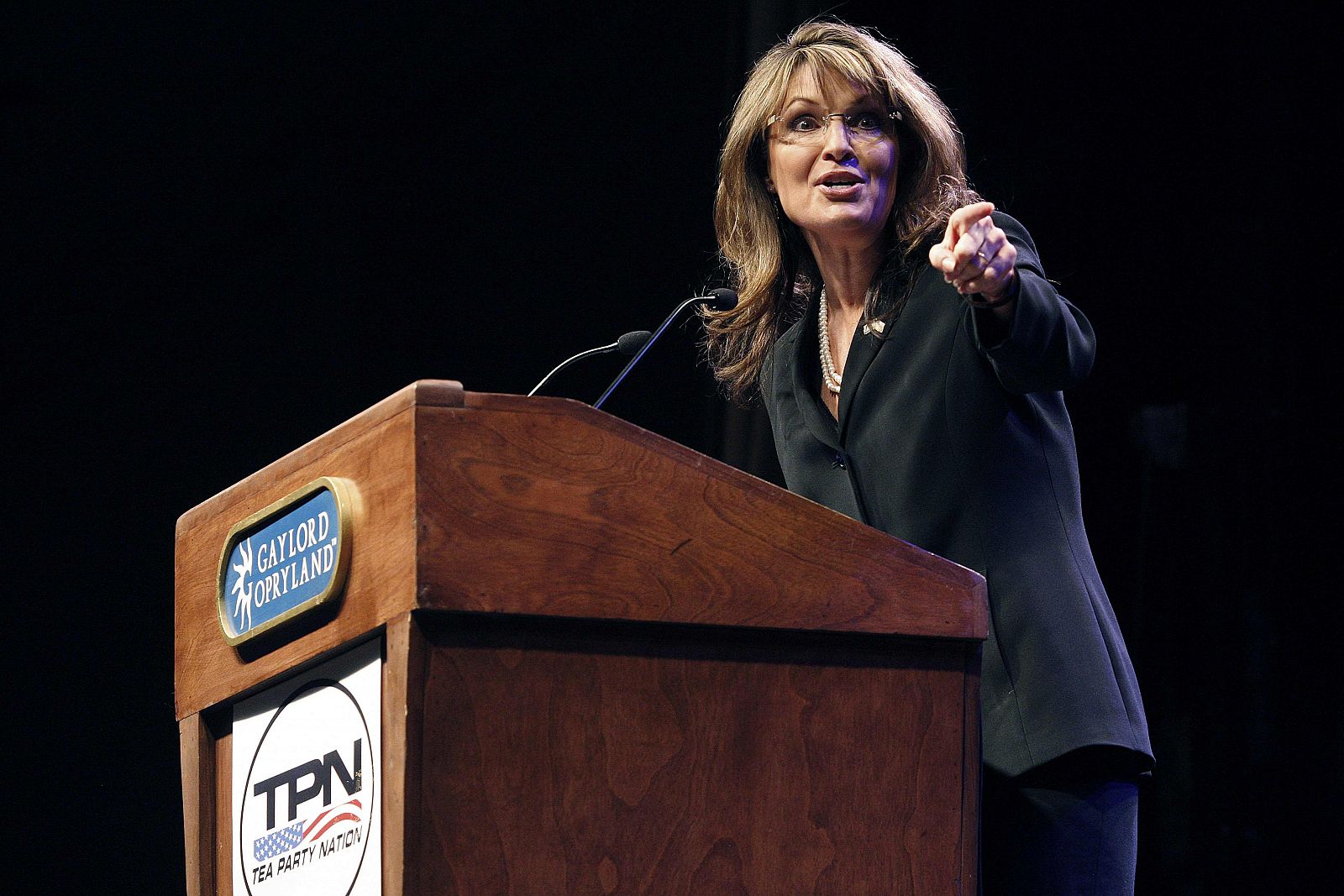 Sarah Palin toma la palabra durante la convención del Tea Party en Nashville, Tennessee.