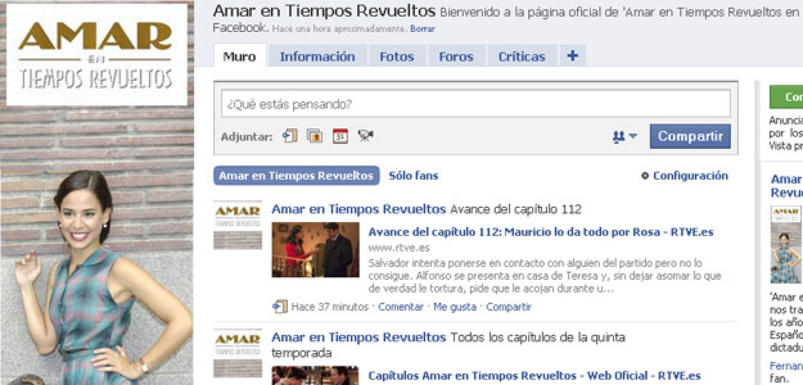 Ya puedes ponerte al día de "Amar en tiempos revueltos" a través de Facebook.