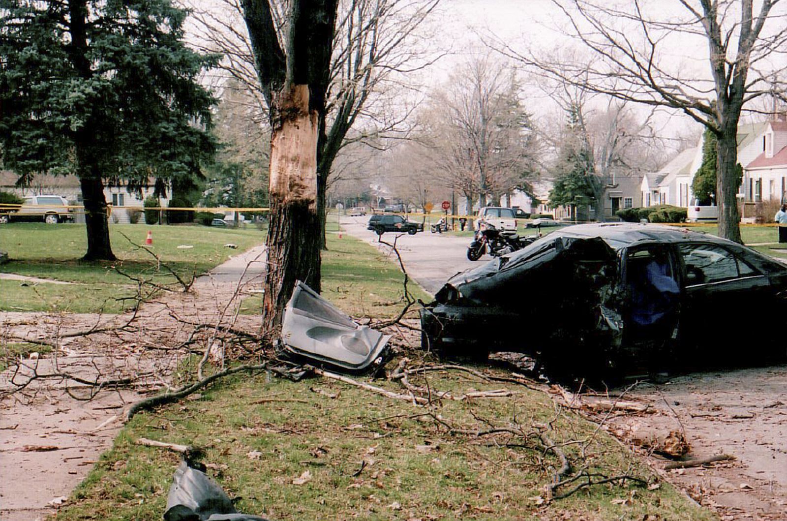 An accident picture provided by the lawyers representing the family of Guadalupe Alberto, of the wreckage of a 2005 Toyota Camry following crash in Flint